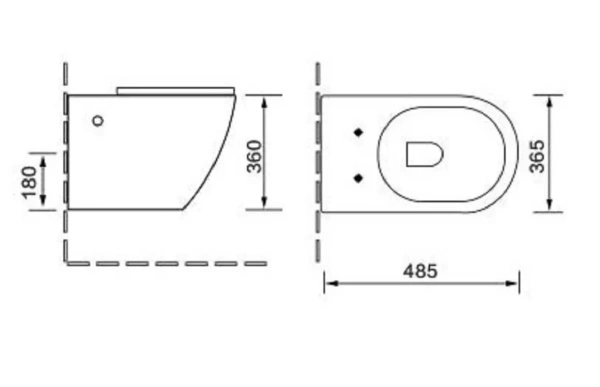 Безободковый подвесной унитаз SantiLine SL-5018MB сиденье микролифт, цвет черный матовый