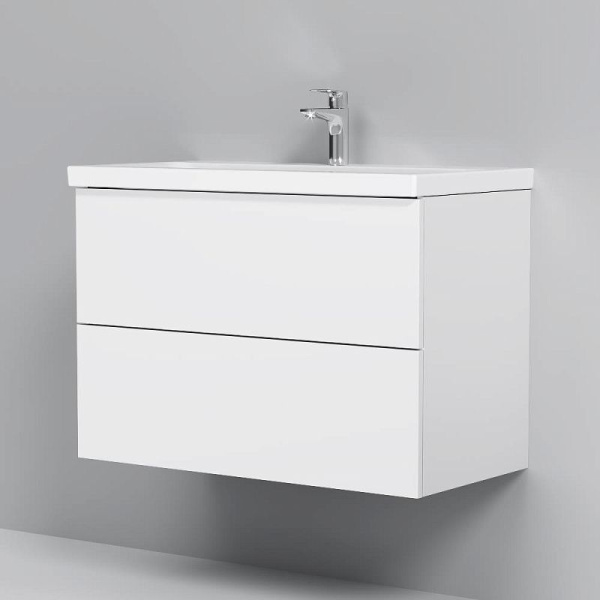 M90FHX0802WG Gem База под раковину AM.PM, подвесная, 80 см, 2 ящика push-to-open, белый, глянец