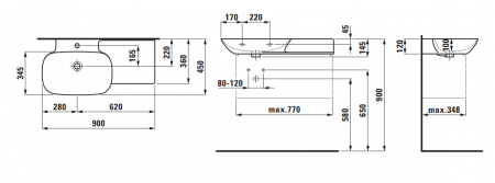 Умывальник Laufen Ino 8133024001091 90x45x12