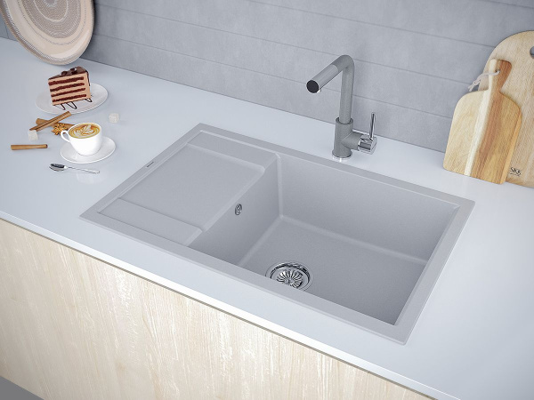 Мойка Paulmark FLUGEN 60 PM317850-GRM 500х780х200 мм, IT-GRANIT, серый металлик