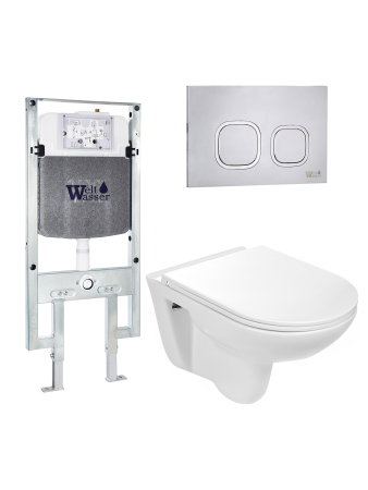 Комплект инсталляции с унитазом Weltwasser AMBERG 497 ST + BAARBACH 004 GL-WT + AMBERG RD-MT CR