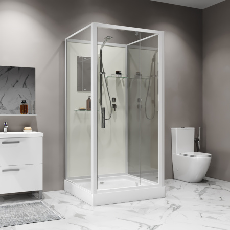 Душевая кабина Niagara Standart ST80/15Q/BK (80х80х200) квадрат,поддон 15см,распашная,проф.белый,без крыши