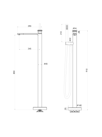 Смеситель для ванны ALTROBAGNO Рикко (Ricco) 020209 Cr
