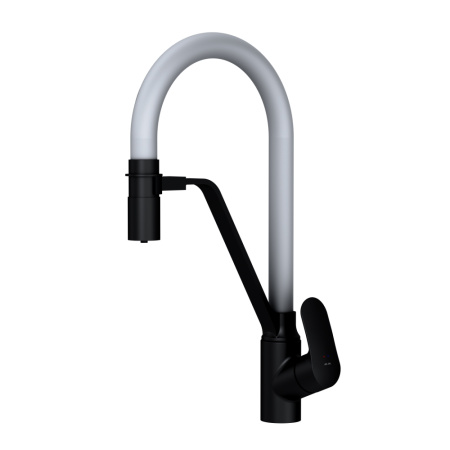 F8007825 Like, Смеситель для кухни AM.PM с каналом для питьевой воды и гибким изливом, черн., серый излив
