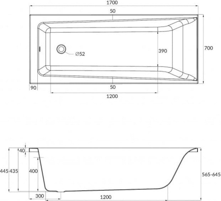 Акриловая ванна Cersanit Lorena 170x70 63323