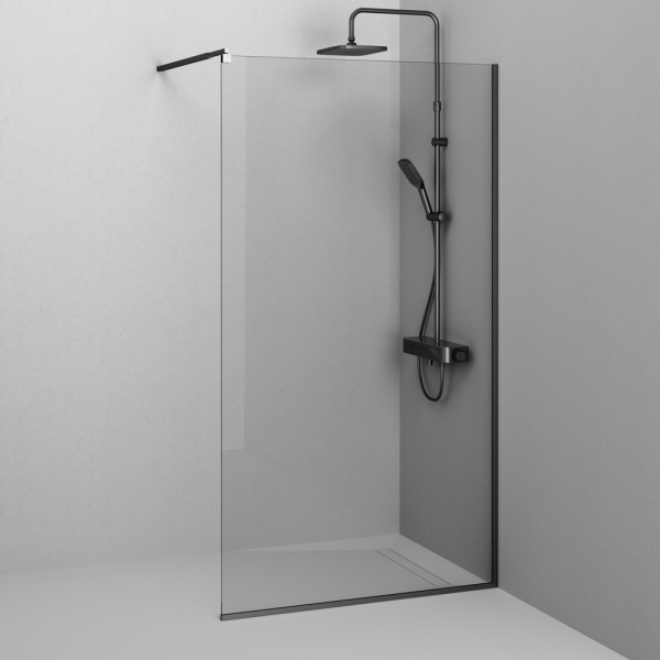 W84WI-110-F1-BTE Душевая перегородка AM.PM Func 110x200, стекло прозр. 8 мм + покрытие, профиль черный