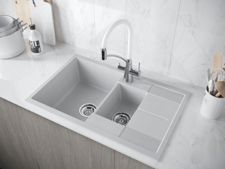 Смеситель для кухни Paulmark SIЕGEN Si213111-CRw, хром/белый