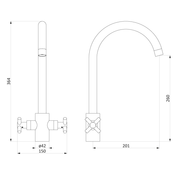 270000000 Neo Classic Graphite Смеситель для кухни RedBlu by Damixa