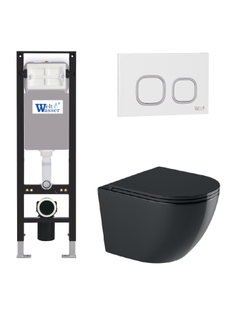 Комплект инсталляции с унитазом Weltwasser AMBERG 350 + MERZBACH 043 GL-BL + AMBERG RD-WT