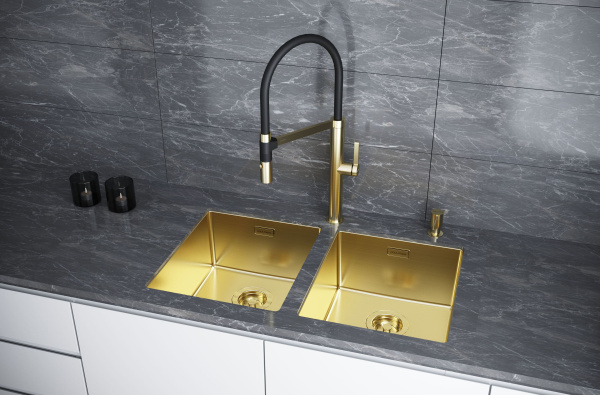 Мойка Paulmark LASSAN 38 UNI LA38-LG 380х440х200 мм, нержавеющая сталь, светлое золото