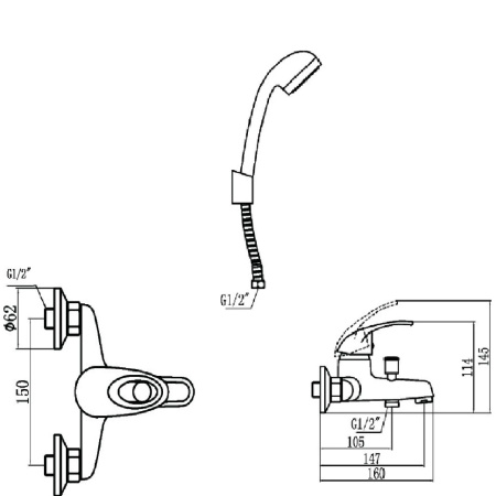 Смеситель для ванны Fmark FM3203, хром