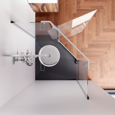 W87G-405-9090-MT Sunny Душевое ограждение AM.PM 5-угольное, распашн дверь 90x90 серебро,стекло прозрачное