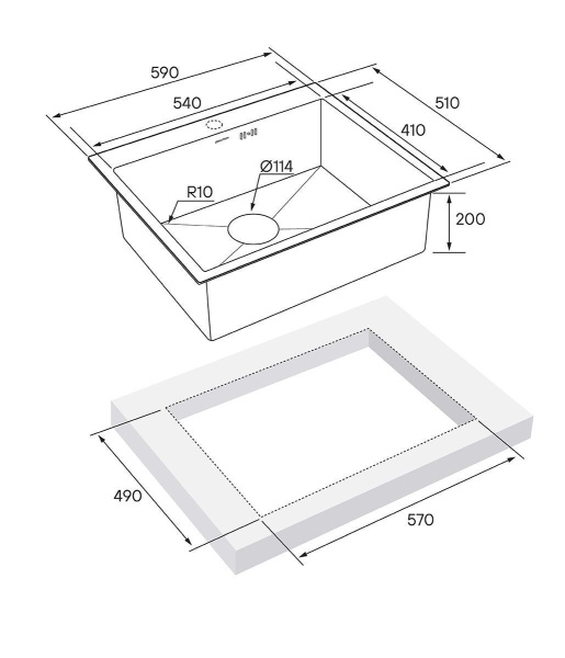 Мойка Paulmark KRONER 59 PM215951-BG 510х590х200 мм, нержавеющая сталь, брашированное золото