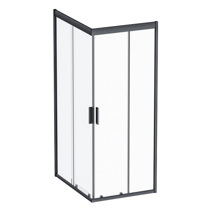 W93G-404-100280-BT Gem S Душевое ограждение AM.PM 100х80 прям.,стекло прозрачное, профиль черный мат.,без поддона