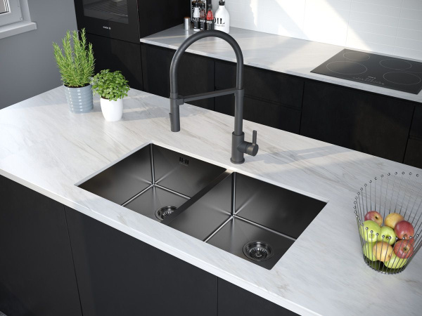 Мойка Paulmark GERBERG 78/2 UNI PM237844-GM 440х780х200 мм, нержавеющая сталь, вороненая сталь