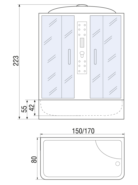 Душевая кабина River WISLA 150/80/50 MT 1500х800х2230мм