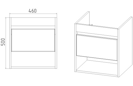 Тумба VIANT "Бостон" COMO 50 1 ящик подвесная графит 380х460х500 (VBOS50COG-T1YP)