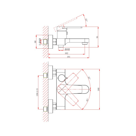 Смеситель на борт ванны D&K Bayern.Fürth DA1523201, хром