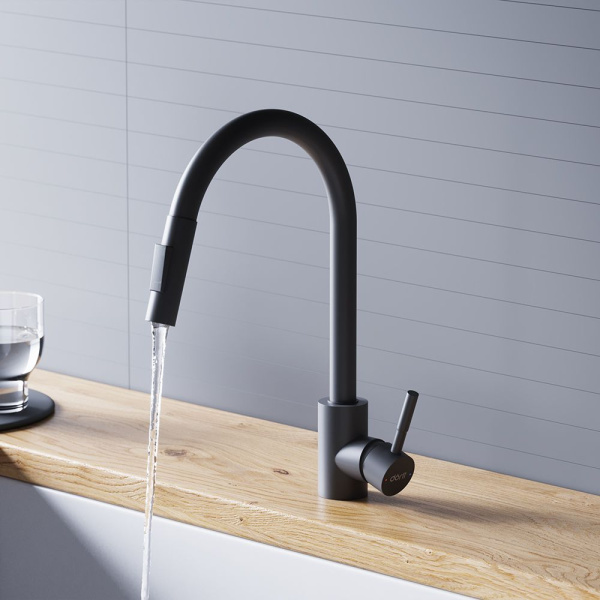 D3007522 Logic Кухонный смеситель Dorff  с вытягивающимся изливом, черный