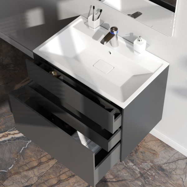 M50AFHX0803GM Inspire V2.0 База под раковину AM.PM, подвесная, 80 см, 3 ящика, push-to-open, графит матовый