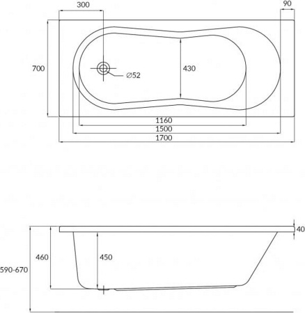 Акриловая ванна Cersanit Nike 170x70 WP-NIKE*170-W