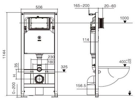 Унитаз с инсталляцией WeltWasser AMBERG 506 ST + BAARBACH 004 GL-WT + AMBERG RD-WT