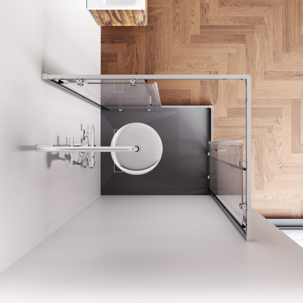 W90G-403-100280-MT Gem Душевое ограждение AM.PM прямоугольн.,раздвиж.двери 100x80 хром мат.,стекло прозрачное