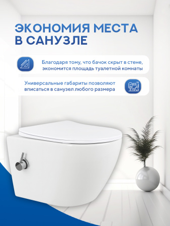 Унитаз подвесной безободковый Amore di Mare Lenza Tornado Bidet P252-XT с функцией биде, овальный белый, антивсплеск, фарфор, быстросъемное сиденье дюропласт с микролифт, антибактериальное покрытие