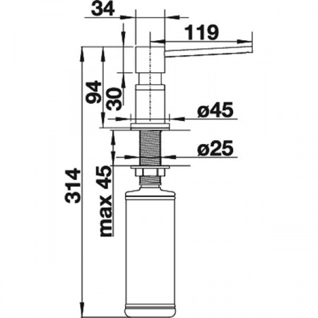 Дозатор для моющих средств Blanco LATO UltraResist 525809 нержавеющая сталь