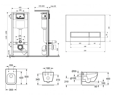 Комплект инсталляции и унитаза 6 в 1 Lavinia Boho Relfix One 77050134