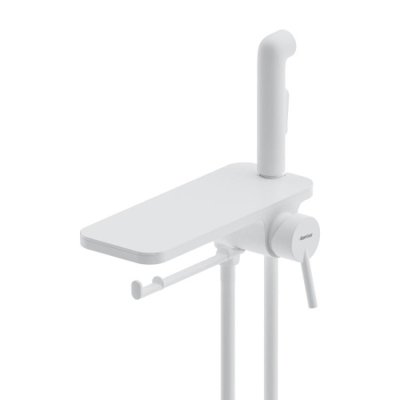 773500200 Jupiter Смеситель Damixa монтируемый в стену с гигиеническим душем и полкой, белый