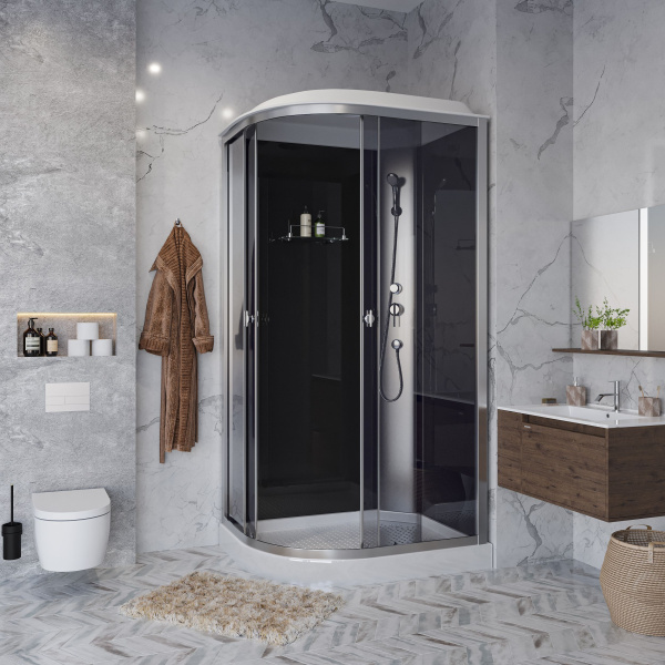 Душевая кабина Niagara Eco E120/80/13R/TN (120х80х215) низкий поддон(13см),стекло тонированное,3 места