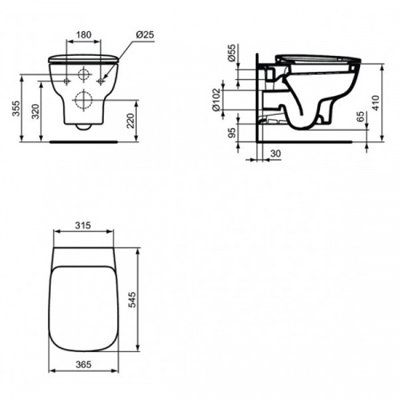 Унитаз подвесной Ideal Standard ESEDRA AquaBlade с сиденьем Soft-close T386001+T318101