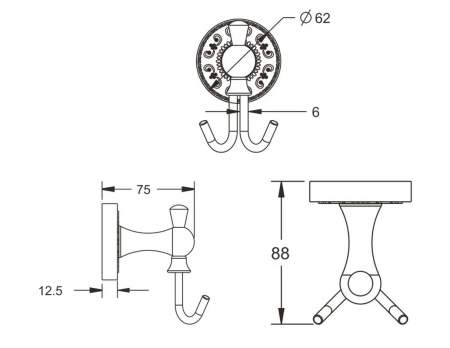 Крючок для ванной комнаты двойной Rose RG1021Q, бронза