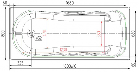 Чугунная ванна Универсал Сибирячка 180x80 с хром ручками