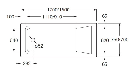 Ванна акриловая Roca Easy прямоугольная 150x70x45, Z.RU93.0.290.4