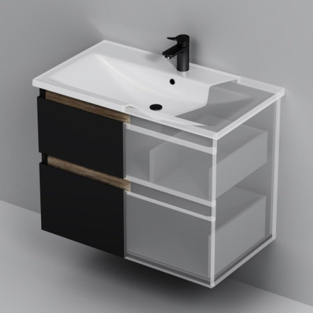 M85AFHX0802BM X-Joy База под раковину AM.PM, подвесная, 80 см, 2 ящика, черный матовый