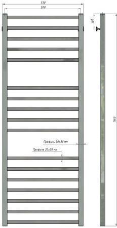 Полотенцесушитель водяной Stinox Quatro Luxe 500x1400, нижнее подключение, хром, 1/2" ВР (внутренняя резьба), 17 перекладин