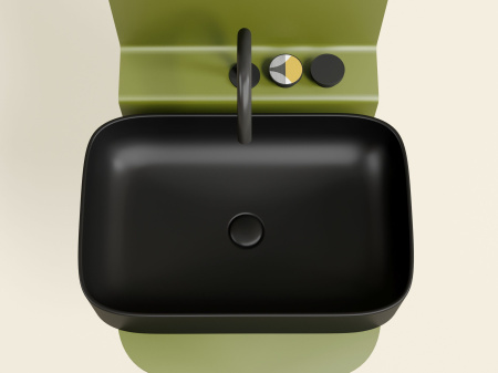 Умывальник чаша накладная прямоугольная Ceramicanova Element 605*380*122мм, черный матовый, CN6053MB