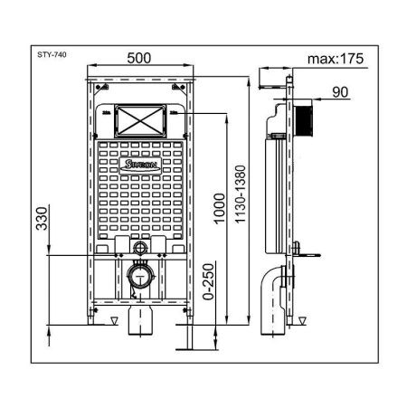 Комплект Styron STY-740+STY-800-1: инсталляция для унитаза Niagara Fix с белой клавишей смыва