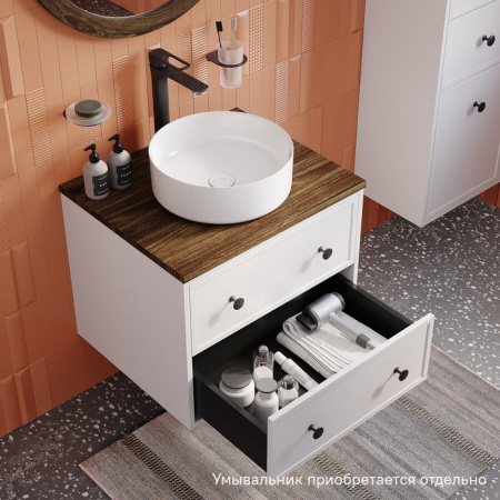 Тумба подвесная со столешницей МДФ, макадамия орех 60 см IDDIS Torr белый матовый (TOR60WMi95K)