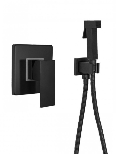 Смеситель встраиваемый с гигиеническим душем Hansberge H3070 Черный матовый