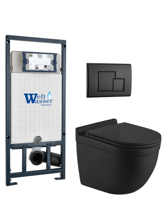 Комплект инсталляции с унитазом Weltwasser MARBERG 507 + HEIMBACH 043 MT-BL + MAR 507 SE MT-BL