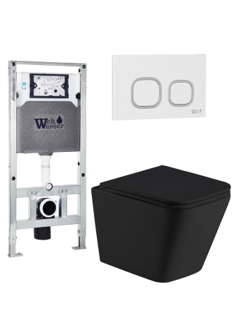 Комплект инсталляции с унитазом Weltwasser AMBERG 506 ST + GELBACH 043 MT-BL + AMBERG RD-WT