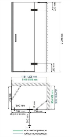 Душевой уголок WasserKRAFT AllerBLACK 10H10RBLACK