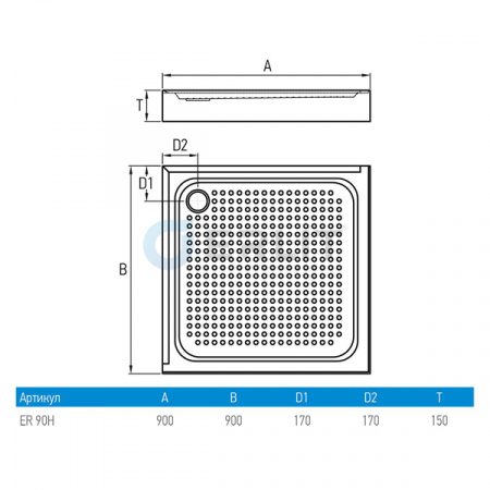 Душевой поддон Erlit AB9017H 90x90x15