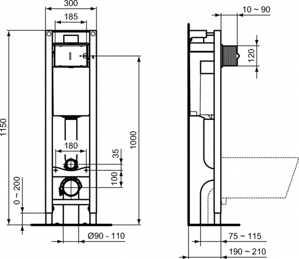 Система инсталляции для унитазов Ideal Standard Prosys Eco Frame M E233267