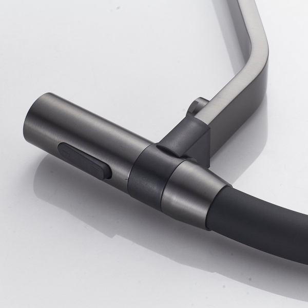 Смеситель для кухни с гибким изливом и подключением фильтра Shevanik S278T, оружейная сталь