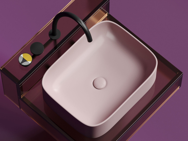 Умывальник чаша накладная прямоугольная Ceramicanova Element 505*380*150мм, розовый матовый, CN6052MP