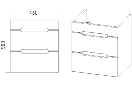 Тумба VIANT "Марсель" COMO 50 2 ящика подвесная 380х460x500 (VMAR50CO-T2YP)